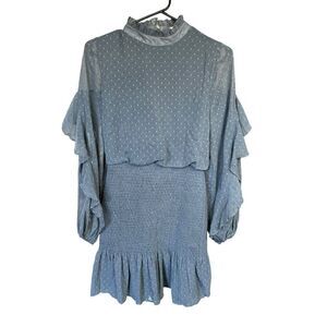 Two Sisters The Label Dress Women's Kealy Steel Blue Sz 4 TS553 Feminine Sheer